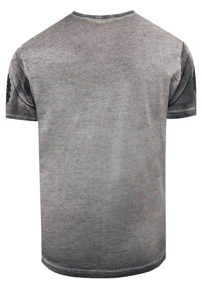 T-shirt met logo-print en knoopsluiting