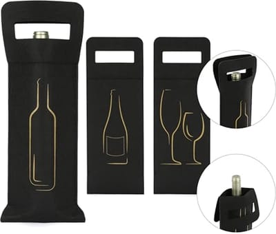 Stijlvolle Vilten Cadeauzakken voor Wijn- en Champagneflessen - 3-delige Set