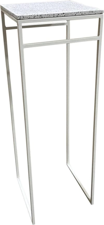 Plantentafel - Sokkel - Pilaar metaal wit, met polyrazo top 34x34x100 cm