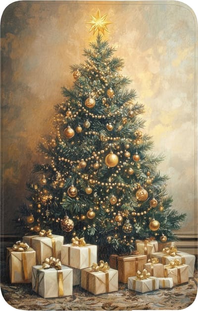 WC mat 50x80 cm - Antislip - Kerstboom - Cadeaus - Goud - Toiletmat - Vloermat - Douchemat - Toilet tapijt - Toiletmatten