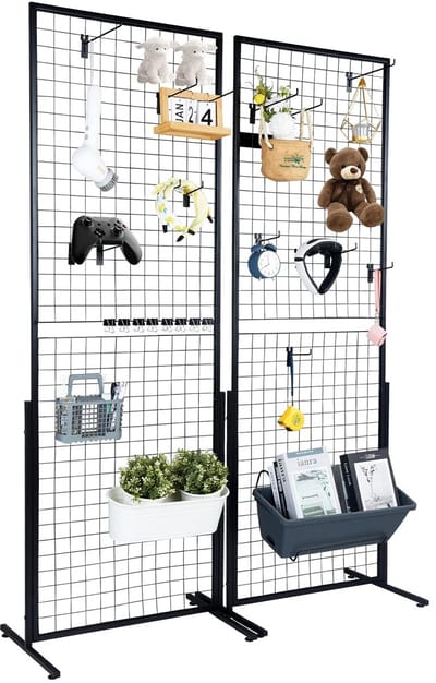 LabelOne Display Standaard - Display Rek - Gridwall - 2 stuks - dubbelzijdig - vloerstaand - demontabel - draagvermogen tot 60kg