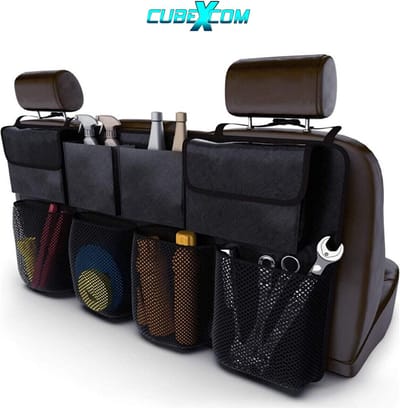 CUBEXCOM® Auto Organizer Kofferbak, Auto Organizer, Autostoel Organizer, Auto Accessories, Universele Kofferbak Opbergtas Multi Pockets Auto Achterbank, Autostoel Rugleuning Organisator, Houdt Auto Netjes En Schoon, Verstelbare Riemen, 8Zakken,ZWART