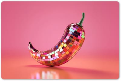 Placemats 45x30 cm - Placemat kunststof - 1 stuk - Peper - Disco - Rood - Glitter - Borden onderleggers - Decoratie voor op tafel - Keuken tafeldecoratie accessoires - Vinyl onderlegger - Tafelversiering