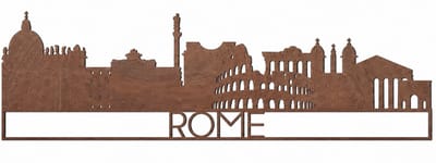 Houten wanddecoratie - Wooden wall decoration | Skyline Rome 70 x 20cm | Donker hout - Dark wood | Muurdecoratie - Wall art - Design Wandfiguur - Echt Hout - Real Wood - City - Citytrip - Stad