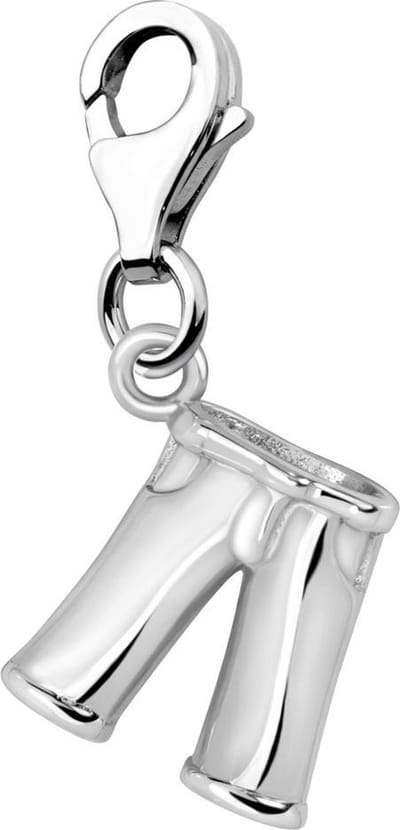 Quiges – 925 - Zilver – Charm - Bedel - Hanger - 3D Broek - met – sterling - zilver - karabijnslot - geschikt - voor - Bedelarmband HC326