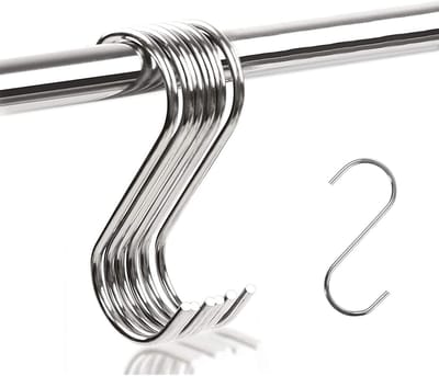 S-haken, roestvrij staal [10 stuks], keukenhaken, ophanghaken, S-vormige metalen haken voor keuken, garderobe, klein kantoor, keuken, badkamer, slaapkamer, bespaar veel ruimte (zilver)