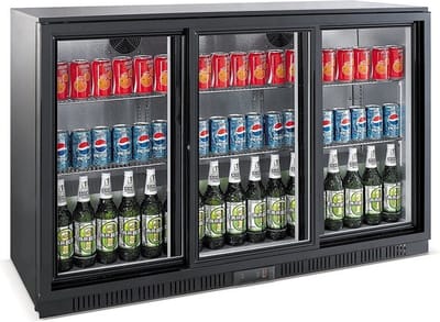 CombiSteel Barkoelkast - 330L - Zwart - Schuifdeuren - Statisch + Ventilator - 1350x520x900mm - Horeca Koelkast