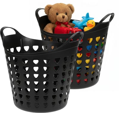 Storage solutions Speelgoedmand - 2x - zwart - 26 liter - kunststof - 40 x 41 cm