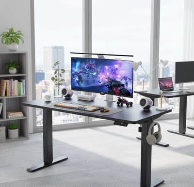 Elektrisch Zit-Sta Bureau 120x60 cm – Stil & Krachtig Verstelbaar Bureau met Geheugenfunctie, Ergonomisch Sta Bureau Metalen Frame, 72–118 cm Hoogtebereik – Zwart – House&Garden