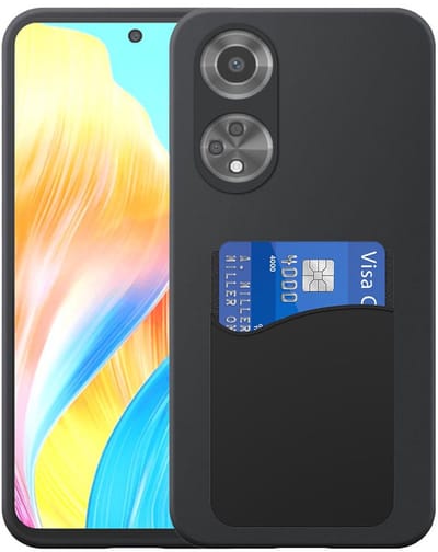 Geschikt voor Oppo A1 / A58 4G / A98 Telefoonhoesje met Siliconen Pasjeshouder - Flexible Back Cover Case Siliconen TPU with Silicone Cardslot - Zwart - Smartphonica geschikt voor Oppo A1;Oppo A58;Oppo A98