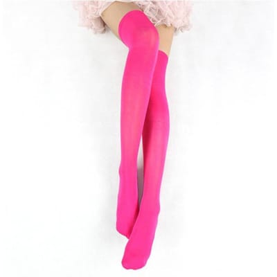 Bas Sexys Hauts sur la Cuisse pour Femmes Bas Extensibles Tentation Chaussettes au-dessus du Genou Velours Tendance Collant Femme 1pair pink
