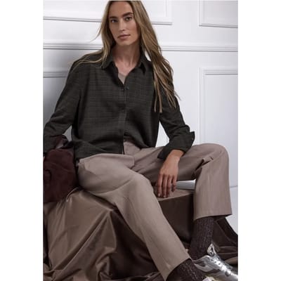 Geruite jacquard overhemdblouse