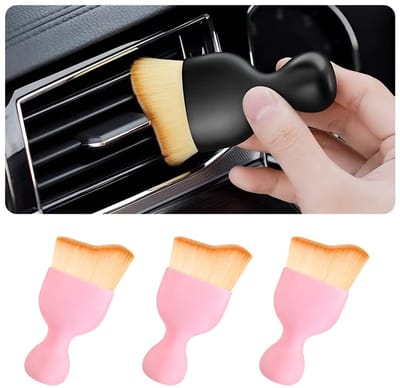 Dailygoods- Autoreinigingsborstel 3 Stuks - Stofborstel voor Interieur - Zachte Borstelharen - Voor Auto/Motor - Lichtgewicht en Draagbaar - Hoogwaardig Nylon - Autodetailborstel