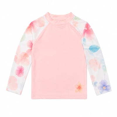 Ducksday - UV-Zwemshirt voor baby - UV-werend UPF50+ - Rashguard met Lange mouwen - meisje - Bliss Dot - Roze pastel - maat 1 jaar