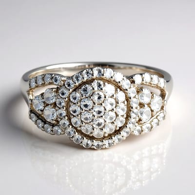 Cavill - Zilveren ring - 925 sterling zilver - Witte topaas 0,90 ct - Braziliaanse topaas ronde briljant - Elegante brede ring dames met pavé stenen