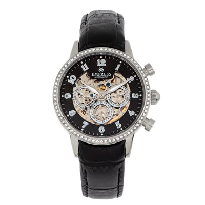 Empress Beatrice automatisch skelet wijzerplaat horloge met lederen band met dag/datum