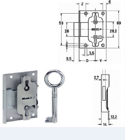 Meubelslot inlaat 15MM