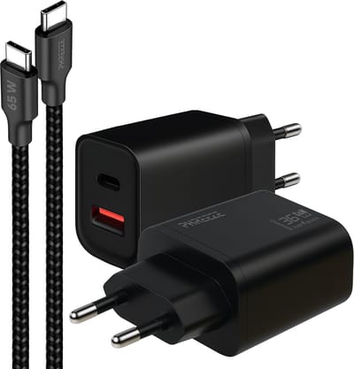 Phreeze usb C adapter 35w - Usb c naar usb c kabel 1 meter - Snellader met 2 poorten voor telefoon en tablet
