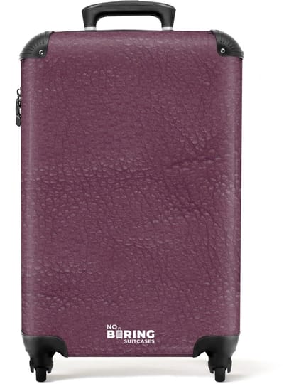 NoBoringSuitcases.com - Koffer - Lederen look bessen paars - Past binnen 55x40x20 cm en 55x35x25 cm - Trolley handbagage - Valiezen met wieltjes volwassenen - Reiskoffer op wielen - Rolkoffer lichtgewicht