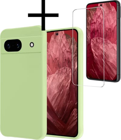 Hoesje - Met Screenprotector - Geschikt voor Google Pixel 8a - Sterk & Shockproof - Back Cover - Siliconen Case - Telefoon Hoes - Groen