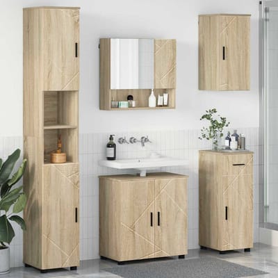 vidaXL - Badkamermeubel - Set - 5 - pcs - Sonoma - Eik - Bewerkt - hout - & - Metaal