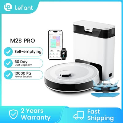 Lefant M2S PRO - Robotstofzuiger met dweilfunctie en automatisch leegstation - 10.000 Pa zuigkracht - Technologie tegen haarverstrengeling - LiDAR-navigatie