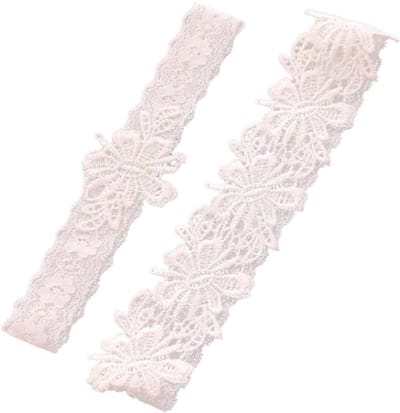 Kanten Kousenband - Bruids accessoire - Bruiloft versiering - Elastisch kant - 40-60 cm - Wit