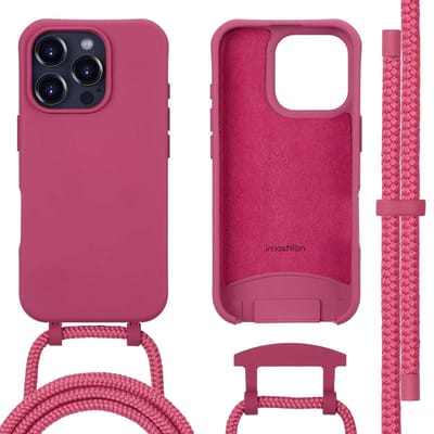 imoshion Hoesje - Geschikt voor iPhone 16 Pro Max - Color Backcover met afneembaar koord geschikt voor MagSafe - Raspberry