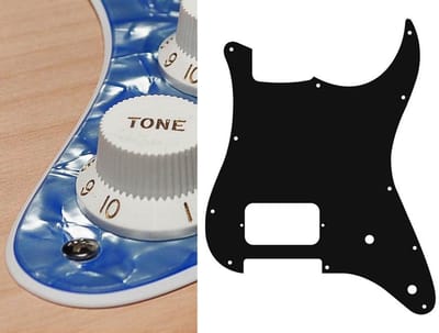 Boston ST-244-POB pickguard, Stallion, H, 2 pot holes, 2 ply, pearl ocean blue
