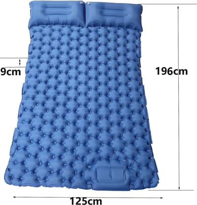 Bealive® Opblaasbare matras - 2 persoons - Met luchtkussen - Camping mat - Draagbare luchtmatras - Met ingebouwde voet pomp - Huidvriendelijk, waterdicht en duurzaam - 196 x 125 x 9 cm