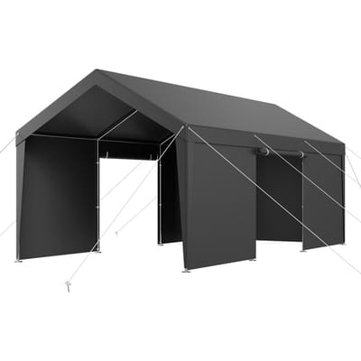 Abri de voiture Abri pour voiture 12x20 pieds Abri d'auto Robuste avec parois latérales Gris