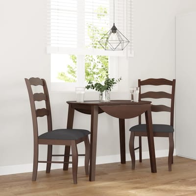 vidaXL - Eetkamerstoelen - met - kussens - 2 - stuks - bruin - massief - hout - rubber