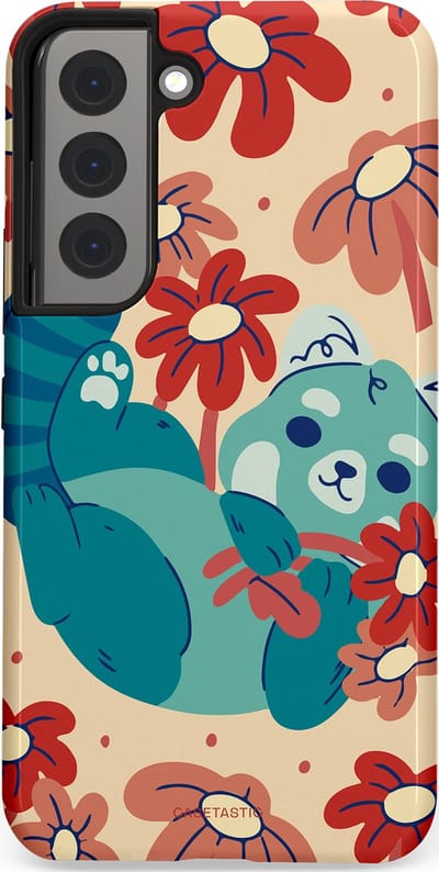 Casetastic Hoesje Geschikt voor Samsung S22 - Stijlvolle Beschermende Duo-layer Case - Rode panda knuffels