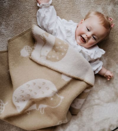 Wollen ledikantdeken - 100% wol - Pure Baby Love - 130x90cm - zand egeltjes