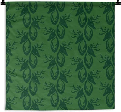 Wandkleed - Wanddoek - Patronen - Groen - Hert - 180x180 cm - Wandtapijt