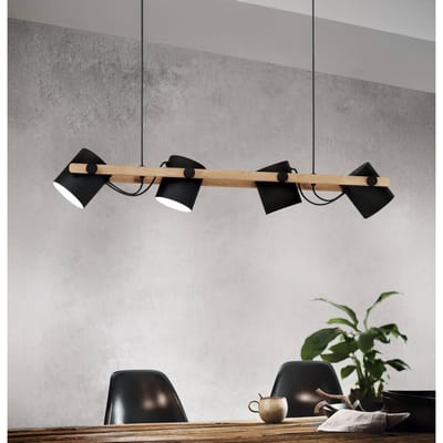 EGLO Hornwood Hanglamp - E27 - 110 cm - Zwart/Crème/Bruin