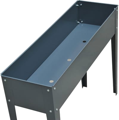 Wishdor - Verhoogde Plantenbak Op Poten - Met 3 Afwateringsgaten - Voor Balkon Of Terras - Metaal - Donkergrijs - 100 X 30 X 80 Cm