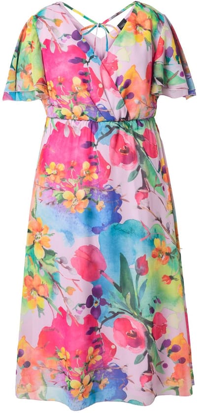 Ulla Popken - Dames - Chiffon maxi-jurk - Zachtroze - Maat 42+