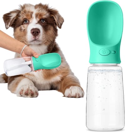JAXY Drinkfles Hond - Honden Waterfles - Drinkfles Honden Onderweg - Waterfles Hond - Honden Drinkfles - 550ml - Aqua