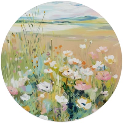 Glasschilderij Bloemenveld in Zomerlicht - Ø 50 - Glas - REINDERS