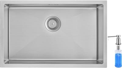 Auralum max Spoelbak voor keuken 70x44cm - Spoelbak Keuken Met Zeepdispenser 300ML - Wasbak met waterafvoersysteem - Gootsteen RVS