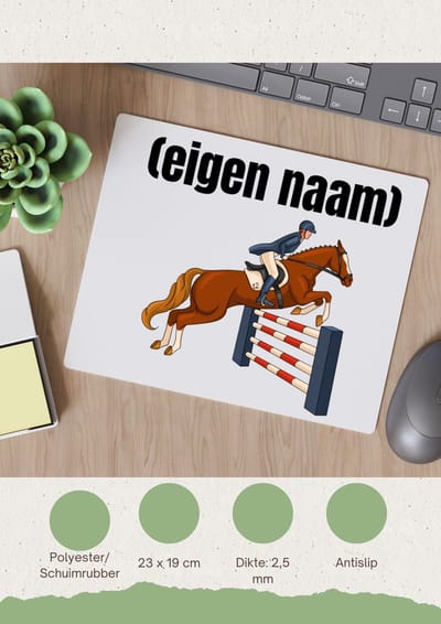 Akyol - paardrijden met eigen naam Muismat - Paarden - paarden liefhebbers - iemand die houdt van paarden - verjaardag - cadeau - kado - 23 bij 19 cm