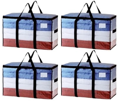 TAILI Extra grote verhuiszakken, 4-pack doorzichtige zware bakken voor opslag, wrap around handgrepen, opbergzakken voor ruimtebesparende verhuisopslag, alternatief voor verhuisdozen