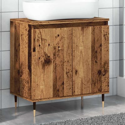 vidaXL - Badkamerkast - 58x33x60 - cm - bewerkt - hout - oud - houtkleurig