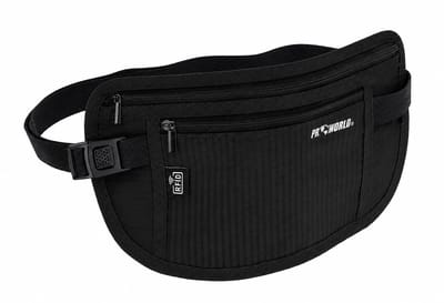 HEM RFID Heuptas Zwart – Heuptasje – Festival Tas – Buiktas – Reistas – Waist Bag – Anti Skim – Pasjes Beschermer – 26x13 cm – Inclusief HEM Microvezeldoekje