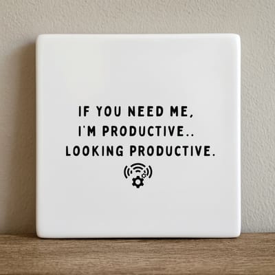 If You Need Me, I’m Productive Keramische Tegel – Grappige Werk Quote Kantoor Wanddecoratie – 15 x 15 cm