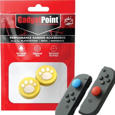 Gadgetpoint - Thumb Grips voor Nintendo Switch Joy-Con Controllers - Gaming Thumbgrips - Performance Anti-Slip Thumbsticks - Bescherming Accessoires - Pootjes - Geel