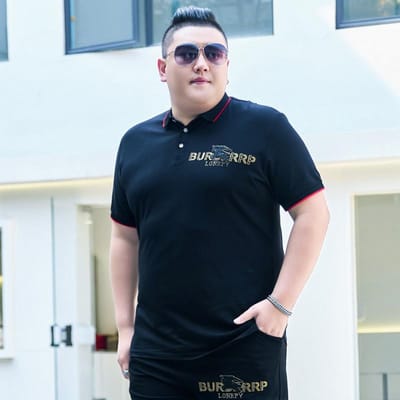 Polo pour homme grande taille homme gros t-shirt à manches courtes homme plus gros élargi revers haut homme gros décontracté manches courtes ample t 6XL noir