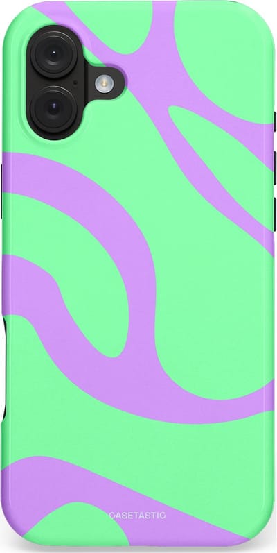 Casetastic Hoesje Geschikt voor Apple iPhone 16 Plus MagSafe - Stijlvolle Beschermende Duo-layer Case - Pastelgolven Mint-Lila