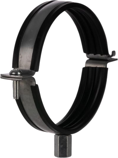 Buisbeugel Ventilatiekanaal - Buisklem HVAC - Bevestigen Ventilatiebuis - Met Antivibratie Rubber - 100 mm - Zwart